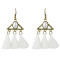 E-4341 Vintage Bronze Alloy Acrylic Gemstone Triangle Thread Tassel Earrings