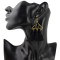 E-4341 Vintage Bronze Alloy Acrylic Gemstone Triangle Thread Tassel Earrings