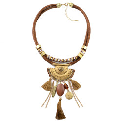 N-6938 4color New Fashion Gold plated Alloy Leather Thread tassel pendant Necklace Accessory