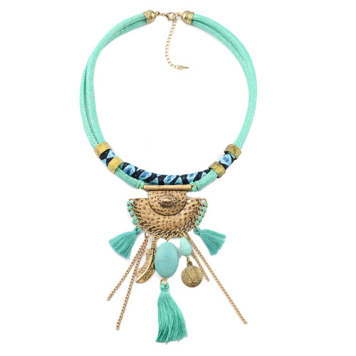 N-6938 4color New Fashion Gold plated Alloy Leather Thread tassel pendant Necklace Accessory