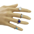 R-1481 4Pcs/set Bohemian Blue Stone Midi Finger Ring Sets for Women Fashion Jewelry Accessories