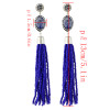 E-4344 4 Colors Fashion Bohemian Stud Crystal Tassel Bead Earring for Women Jewelry