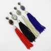 E-4344 4 Colors Fashion Bohemian Stud Crystal Tassel Bead Earring for Women Jewelry