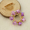 P-0384 Flower Gold Metal Beads Rhinestone Brooches Scarf Pins for Women Clothes Accessories