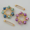 P-0384 Flower Gold Metal Beads Rhinestone Brooches Scarf Pins for Women Clothes Accessories