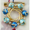 P-0384 Flower Gold Metal Beads Rhinestone Brooches Scarf Pins for Women Clothes Accessories