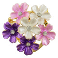 P-0385 Gold Metal Rhinestone Enamel Flower Brooches Scarf Pins for Women Clothes Accessories