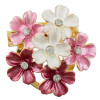 P-0385 Gold Metal Rhinestone Enamel Flower Brooches Scarf Pins for Women Clothes Accessories