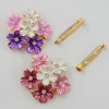 P-0385 Gold Metal Rhinestone Enamel Flower Brooches Scarf Pins for Women Clothes Accessories