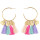 E-4345 4 Colors Ethnic Long Thread Tassel Drop Earrings for Women Bohemian Party Fashion Accessories