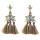 E-4346 4 Colors Golden Alloy Acrylic Crystal Gem Silk Thread Tassel Shourouk Earrings