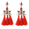 E-4346 4 Colors Golden Alloy Acrylic Crystal Gem Silk Thread Tassel Shourouk Earrings