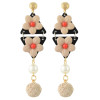 E-4347 4 Colors New Fashion Gold Plated Alloy bead Pearl Resin Ball pendant Earrings