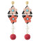 E-4347 4 Colors New Fashion Gold Plated Alloy bead Pearl Resin Ball pendant Earrings