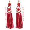 E-4355 6 Colors Fashion Bead Tassel Bohmian Earring for Women Jewelry