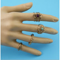 R-1482 8Pcs/set Bohemian Flower Stone Midi Finger Ring Sets for Women Fashion Jewelry Accessories