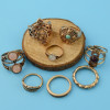 R-1482 8Pcs/set Bohemian Flower Stone Midi Finger Ring Sets for Women Fashion Jewelry Accessories