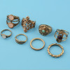 R-1482 8Pcs/set Bohemian Flower Stone Midi Finger Ring Sets for Women Fashion Jewelry Accessories