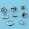 R-1482 8Pcs/set Bohemian Flower Stone Midi Finger Ring Sets for Women Fashion Jewelry Accessories