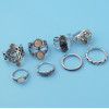 R-1482 8Pcs/set Bohemian Flower Stone Midi Finger Ring Sets for Women Fashion Jewelry Accessories