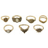 R-1483 7Pcs/set Gypsy Silver Gold Acrylic Stone Crown Sun Midi Finger Ring Sets Fashion Jewelry Accessories