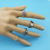 R-1483 7Pcs/set Gypsy Silver Gold Acrylic Stone Crown Sun Midi Finger Ring Sets Fashion Jewelry Accessories