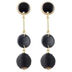 E-4350 Fashion Gold Plated Green Black Acrylic Ball pendant Earrings Bohemian Party Accessories