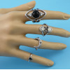 R-1485 8Pcs/set Gypsy Silver Gold Acrylic Stone Rhinestone Enamel Moon Midi Finger Ring Sets Fashion Jewelry Accessories