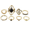 R-1485 8Pcs/set Gypsy Silver Gold Acrylic Stone Rhinestone Enamel Moon Midi Finger Ring Sets Fashion Jewelry Accessories
