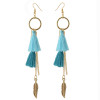 E-4353 5 Colors Fashion Gold plated Hook Pendant Tassel Dangle Leaf Chain Earring for Women Jewelry