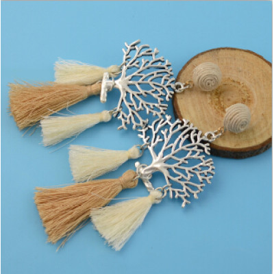 E-4354 5 Colors Silver Plated Alloy thread Tree Shaped Drop Dangle Earrings Jewelry