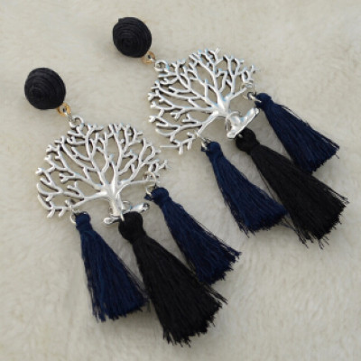 E-4354 5 Colors Silver Plated Alloy thread Tree Shaped Drop Dangle Earrings Jewelry