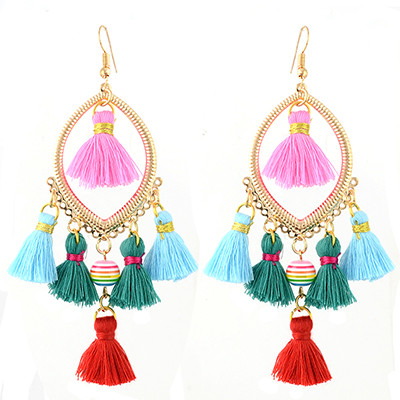 E-4351 Fashion Gold plated Thread Tassel Dangle Earrings Women Jewelry