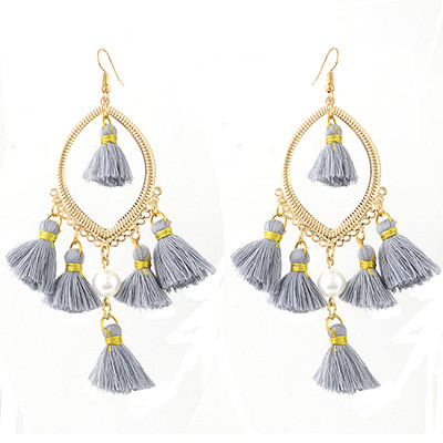 E-4351 Fashion Gold plated Thread Tassel Dangle Earrings Women Jewelry