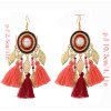 E-4352 4 Colors Bohemian Gold Metal Leaf Shape Fringe Tassel Drop Earrings for Women Fashion Accessories