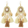 E-4352 4 Colors Bohemian Gold Metal Leaf Shape Fringe Tassel Drop Earrings for Women Fashion Accessories