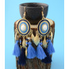 E-4352 4 Colors Bohemian Gold Metal Leaf Shape Fringe Tassel Drop Earrings for Women Fashion Accessories