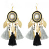 E-4352 4 Colors Bohemian Gold Metal Leaf Shape Fringe Tassel Drop Earrings for Women Fashion Accessories