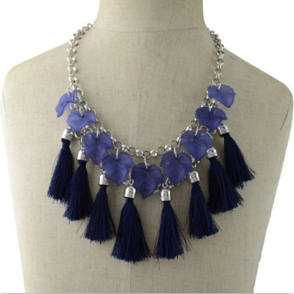 N-6949 Fashion Bohemian Silver Metal Thread Tassel Pendant Necklaces for Women Party Jewelry