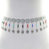 N-6945 Bohemian Silver Plated Colorful Bead Body Chain Bell Carved Hollow Out Flower Waist Belly Chain for Women Jewelry