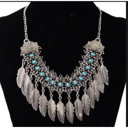 N-6944 Fashion Silver Plated Leaf Choker Chain Necklace for Women Jewelry