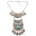 N-6947 Fashion Silver Plated Alloy Carving Metal Resin Gem Flower Drop Choker Necklace for Women Jewelry