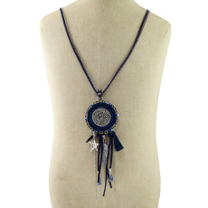 N-6953 New Silver Plated Tassel Charm Crystal thread star leaf pendant Necklace Jewelry