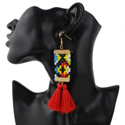 E-4364 * New Fashionn 3Colors Gold Plated Alloy Colorful cloth thread Pendant earrings