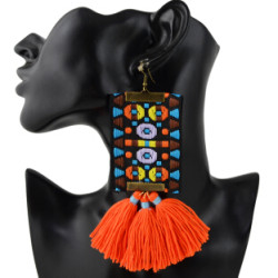 E-4365 New Fashionn 3 Colors Metal Alloy Colorful cloth thread Tassel Pendant earrings