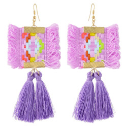 E-4366 Ethnic  Geometric Flower Thread Tassel New Design Dangle Earrings Women Accessories