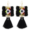 E-4366 Ethnic  Geometric Flower Thread Tassel New Design Dangle Earrings Women Accessories