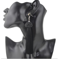 E-4363 Bohemian Black Thread Tassel Drop Earrings for Women Ladies Party Anniversary Birthday Gift