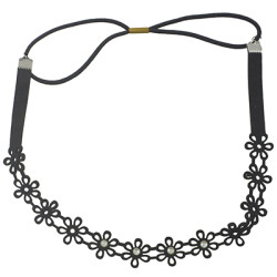 F-0466 New Fashion Black Pu Leather Hollow Out Flower Hairband women Accessory