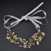 F-0432 Fashion Lace Flowers Crystal Pearl Beads Silk Chain Hairband Bridal Wedding Hair Accessories Jewelry